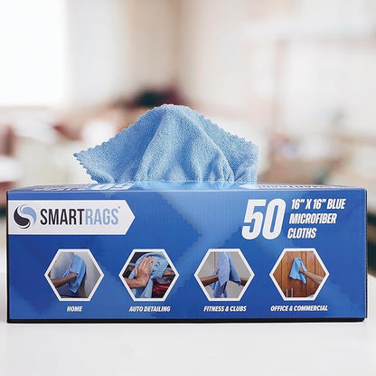 Arkwright Smart Rags in Box - (Pallet of 14400) Lint Free Microfiber Cleaning Cloth, Scratch & Streak-Free, Dispensable Wash Towels for Cars, Window Glass, and Auto Shop, 12 x 12 in, Blue