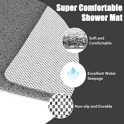 Shower Mat Bathtub Mat Non-Slip - 32x32 Inch, Soft Comfort Bath Mat with Drainage Holes, PVC Loofah Massage Bathmat for Shower, Tub, Bathroom, Wet Areas, Quick Drying