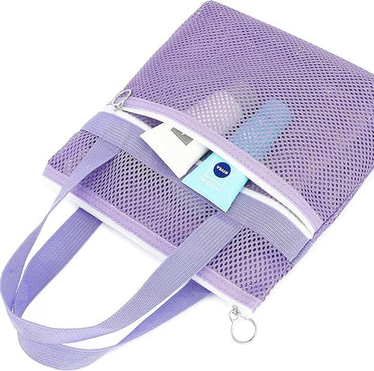 Mesh Shower Caddy Portable with Zipper & 2 Pockets - Quick Dry Shower Caddy Hanging for Travel Gym Camp Beach - Organizer Bag Bathroom Essentials for College Dorm