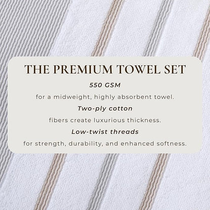 Great Bay Home Decorative Bath Towel Set - Luxury Cotton 4 Pack 54x27 Bath Towel Set - Luxurious, Ultra-Soft, Durable Towels for Bathroom Decor (Glacier Grey/Cappuccino)