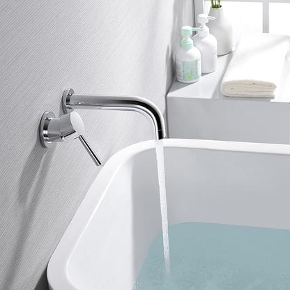 SUMERAIN Wall Mount Tub Faucet Chrome Bathtub Faucet Set with Left-Handed Handle and Rough in Valve
