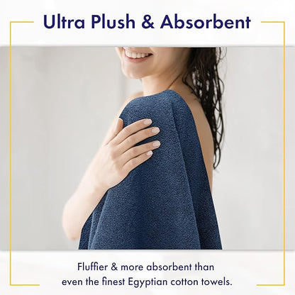 Ultra Soft & Plush Viscose from Bamboo Bath Towels - 700 GSM Luxury Bath Towels - 6 Piece Set - Super Absorbent & Quick Drying (Navy Blue)