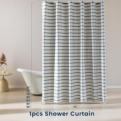 SLEEP ZONE Shower Curtain Liner, Waffle Shower Curtains for Bathroom, Heavy Duty Thick Fabric Shower Curtains - 285GSM Luxury Weighted Polyester Bath Curtain, 72" × 84" (Blue)