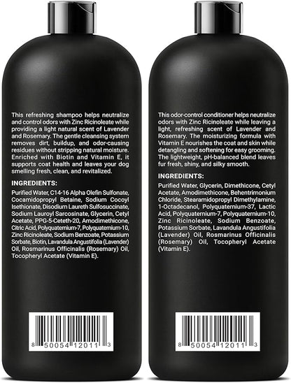ALFIE'S CHOICE Fresh & Clean Dog Shampoo and Conditioner Set | 16 fl oz Each | Lavender & Rosemary | Deep Cleansing for Smelly Dogs | Deodorizing & Odor Control
