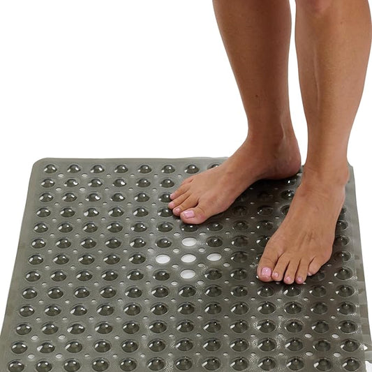 ENKOSI Square Shower Matt Non Slip - 21 x 21 - Shower Floor Mat - Anti Slip Mats for Shower Stall - Shower Bath Mat - Shower Grip Mat (21x21 Clear Grey)