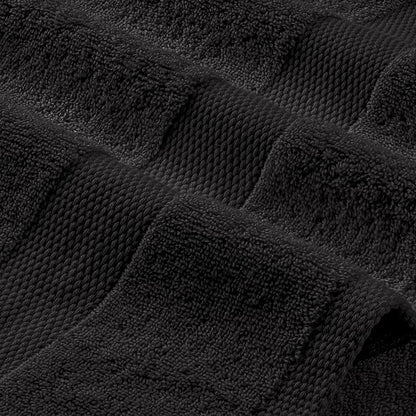 White Classic Black Washcloths Set for Body and Face Towel, Cotton Wash Cloths Bulk 12 Pack, Spa Fingertip Wash Clothes 12x12 Inch, Soft Absorbent Gym Towels