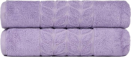 BAGNO MILANO Organic Turkish Cotton Bath Towels, Luxury Jacquard Collection, Certified Organic Highly Absorbent, Soft-Plush Towel Set (Lilac, 2 Pcs Bath Towel Set)
