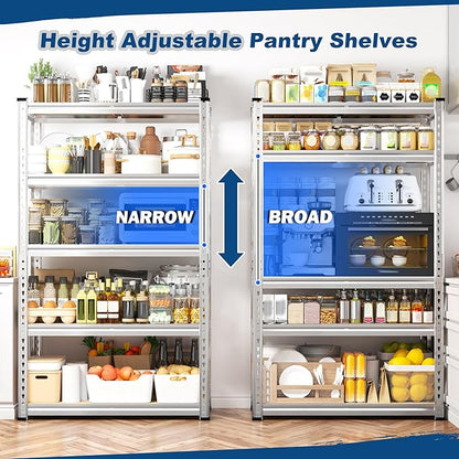 REIBII Storage Shelves 2020LBS Garage Shelving Heavy Duty Metal Shelving Adjustable 5 Tier Pantry Shelves for Garage Closet Kitchen Basement 28" W x 12" D x 59.8" H, 3 Pack