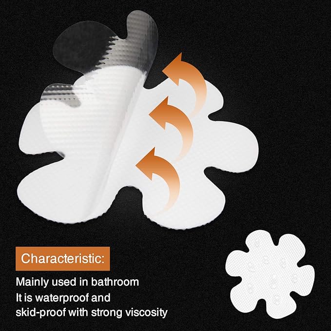 36PCS Bathtub Stickers Non-Slip, Safety Shower Treads Adhesive Appliques with Premium Scraper (White)