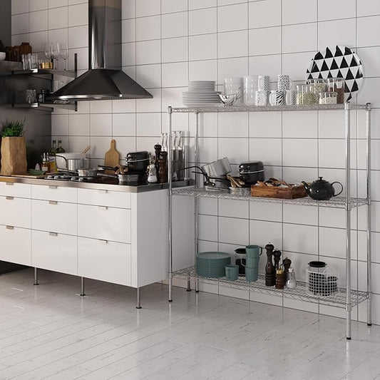 14" Deep x 54" Wide x 54" Height Wire Shelving Kit | 3-Tier | NSF Commercial Storage Rack Unit