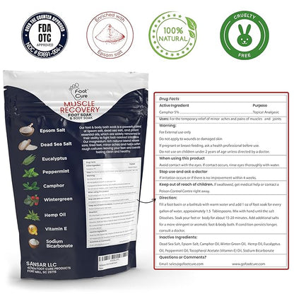 FOOT CURE Foot Soak with Epsom Salts – All-Natural Blend for Relaxing Foot Care – Softens Calluses & Refreshes Feet – Invigorating Scent, Spa Pedicure – 16 oz (Pack of 1)