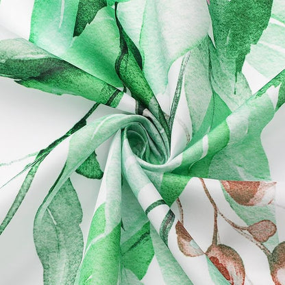 Gibelle Extra Long Shower Curtain 72 x 84, Emerald Green Floral Shower Curtain for Bathroom, Watercolor Plant Eucalyptus Leaves Fabric Shower Curtain Set