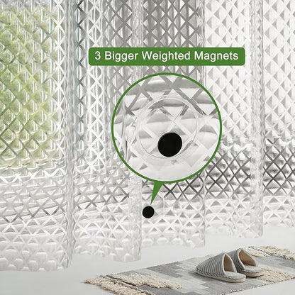 UFRIDAY 78 inch Long Plastic Clear Shower Curtain Liner,Waterproof Shower Liner Transparent 3D Water Cube Bath Curtain 72x78 inches See Through Shower Curtains Liner Clear with 3 Strong Magnets