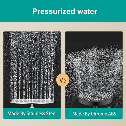 Square Rain Shower Head, High Flow Stainless Steel,Work with any decorative style，All Metal Rainfall Shower Head (Chrome, 10)