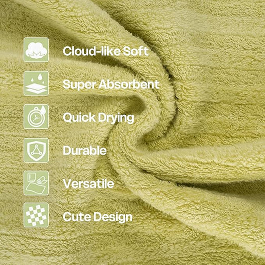 Vie Triomphe Facial Towels Washcloth (Green+Pink+Purple+Yellow) Luxury Hand Towels for Bathroom,100% Cotton Quick Dry Absorbent Soft Hand Towel Set 13.38 * 31.49 Inch Wash Clothes;