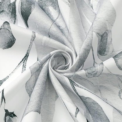 Gibelle Grey Eucalyptus Shower Curtain, Watercolor Plant Leaves with Floral Bathroom Shower Curtain Set, Gray White, 72x72