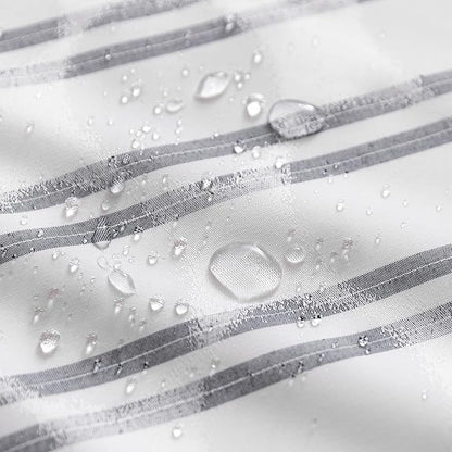 Amazon Basics Geometric Jacquard Fabric Shower Curtain for Bathroom, Lightweight, Waterproof and Washable, 72" W x 78" L, Grey Striped