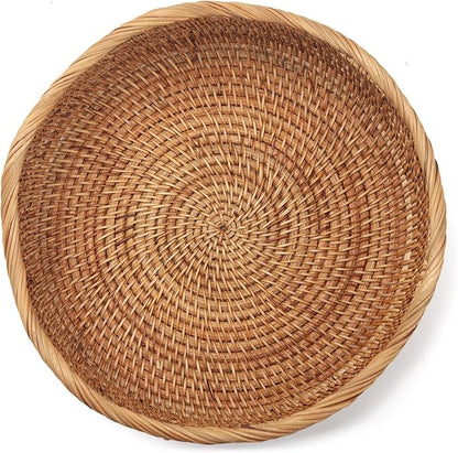Rattan Bread Baskets Round Woven Fruit Bowls Key Holders Stackable for Storage, Snack, Fruit, Vegetable Natural Set of 3