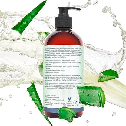 PURA D'OR 16 Oz ORGANIC Aloe Vera Gel - Lavender - All Natural - ZERO Artificial Preservatives - Deeply Hydrating & Moisturizing - Sunburn, Bug Bites, Rashes, Small Cuts, Eczema Relief - Skin & Hair