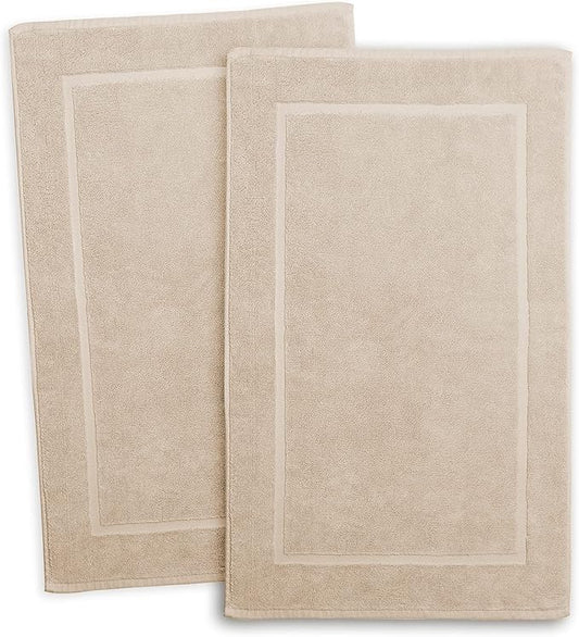 Hearth & Harbor Bath Mat Towels - 100% Ring Spun Cotton Luxury Bath Mat Floor Towels - Ultra Soft & Highly Absorbent Bath Towels Set of 4 - Cream