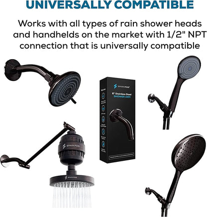 SparkPod 6 Inch Shower Arm with Flange - Solid Stainless Steel Shower Head Extension Arm - Wall-Mounted for Fixed & Handheld Showerheads - Teflon Tape Included (Standard 6", Vintage Oil-Rubbed Bronze)