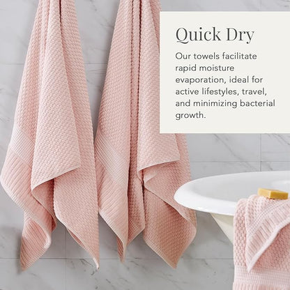 NY Loft 100% Cotton 2 Pack Bath Sheet Towel Set | Extra Large Oversize Bath Towels | Absorbent & Quick-Dry | Textured and Durable Cotton | Light Pink