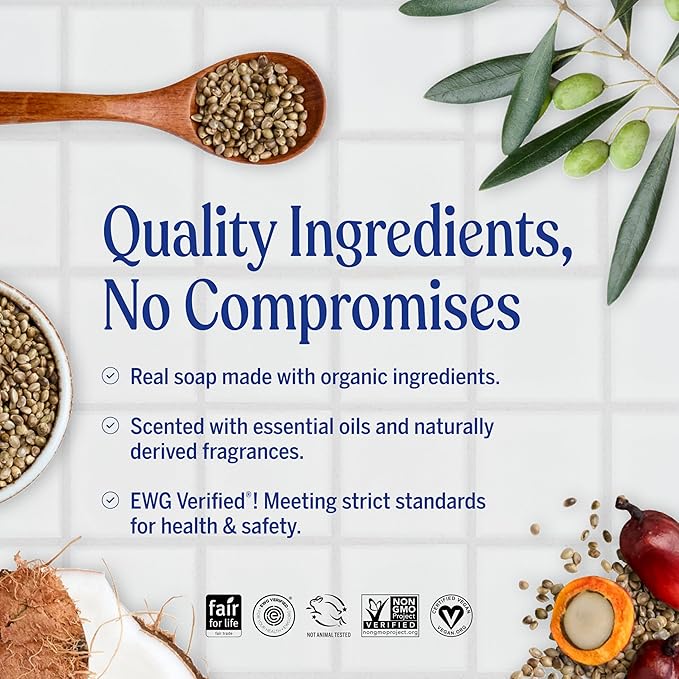Dr. Bronner's Pure-Castile Magic Soap Liquid- Made with Regenerative Organic Certified Oils- For Body, Face, Hair, Dishes, Laundry, Vegan Bath Soaps for Men & Women, Non-GMO- Almond, 32oz + Refill