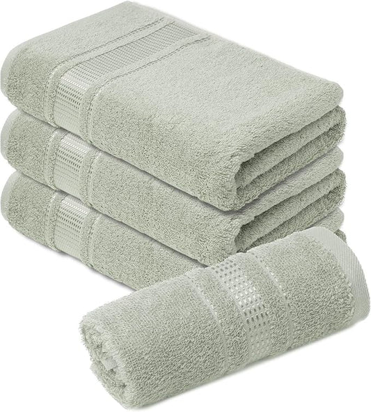 Melissa Linen, 4-Piece Bath Wash Cloths Set, 100% Turkish Cotton, Face & Hand Towels for Bathroom, Absorbent, Quick Dry and Soft Wash Rags for Kitchen (Mint Green Washcloths)