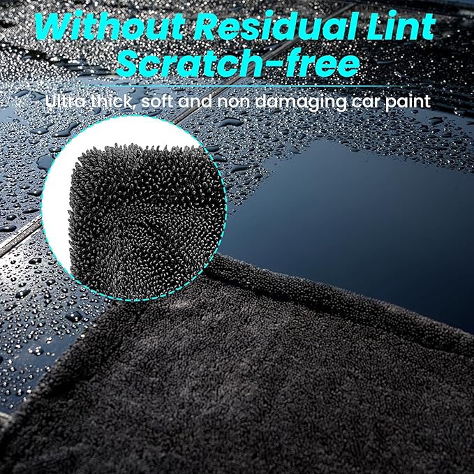 2 Pack 1300 GSM Car Drying Towel,Double-Sided Microfiber Towels for Cars(36" x 24"),Extra Large Ultra Absorbent,Without Residual Lint,Scratches or Water Spots