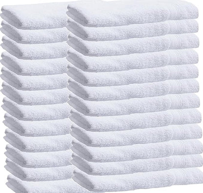 Towels N More Excellent Deals Wash Cloth (24 White) - 100% Cotton Washcloth 12x12 - Highly Absorbent All Purpose Cleaning washcloths - Machine Washable Facecloth Face Towels (24)