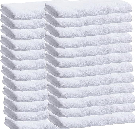 Towels N More Excellent Deals Wash Cloth (24 White) - 100% Cotton Washcloth 12x12 - Highly Absorbent All Purpose Cleaning washcloths - Machine Washable Facecloth Face Towels (24)