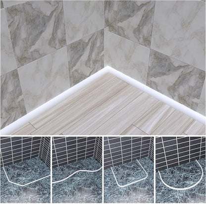 Duzzy 59 Inch Flexible Quarter Round Molding, Peel and Stick Silicone Rubber Trim Suitable for Shower Pans Gap and the Base of Staircase