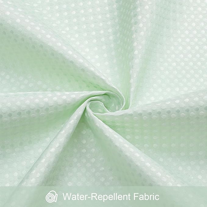 3 in 1 Long Mint Green Shower Curtain Set-72 W x 78 H, Modern Waffle and PEVA Liner Set with 12 Stainless Steel Hooks, Waterproof Fabric for Bathroom