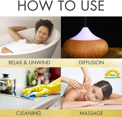 Sun Essential Oils - Lemongrass Essential Oil 8 oz with Dropper for Diffuser, Hair & Skincare, Aromatherapy Massage, Humidifier, Candle, Soap & Lotion Making at Home