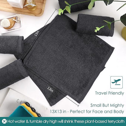 Face Towels 6 Pack, 13x13 inch Extra Large Grey Wash Cloths on Sensitive Skin, Super Soft and Gentle Bath Washcloths for Face and Body, Easy to Rinse Fast Dry Makeup Remover Eraser Face Cloths