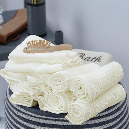 Tens Towels Pack of 60 Washcloths, 12 x 12 Inches, Lighter Weight, Quick to Dry, Super Soft & Absorbent, Gentle Face Towels, Hotel Quality, Perfect for Bathroom, Gym, Spa (Ivory, 60 Pack)