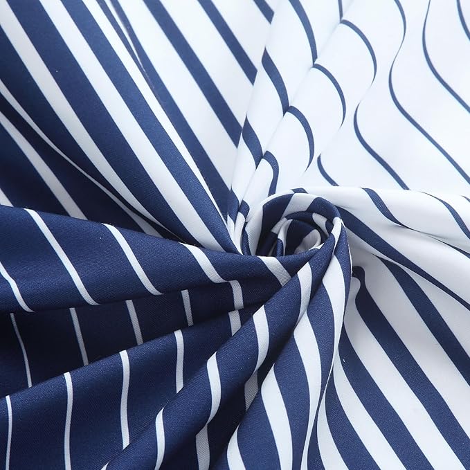 Extra Long Blue Shower Curtain, Modern Navy Blue and White Gradient Vertical Stripe Waterproof Polyester Shower Curtains for Bathroom, 72x84 Inches