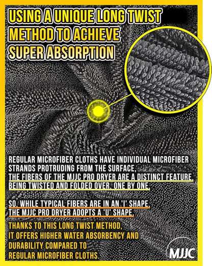 MJJC Pro Dryer Plush Silk Microfiber Drying Towel (20” x 20” (1-Pack)) Cars,Trucks, SUVs, RVs, Home