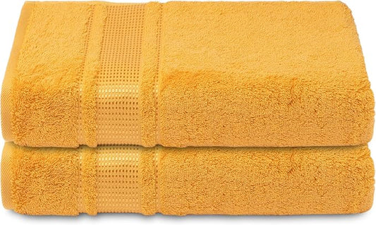 Melissa Linen, 2 Piece Bath Towel Set, 100% Turkish Cotton Bath Towels for Bathroom, Absorbent, Quick Dry, Durable and Soft Shower Towel, 28 in x 55 in, Spa and Hotel Quality, Yellow