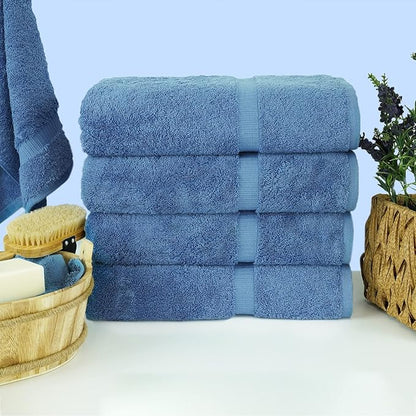 Chakir Turkish Linens | Hotel & Spa Quality 100% Cotton Premium Turkish Towels | Soft & Absorbent (4-Piece Bath Towels, Wedgewood)