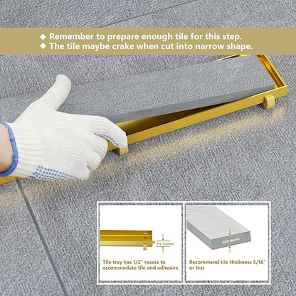 Neodrain 30-Inch Gold Linear Shower Drain with Tile Insert Cover, Golden 304 Stainless Steel Rectangle Shower Floor Drain, Linear Drain with Leveling Feet, Hair Strainer,CUPC Certified