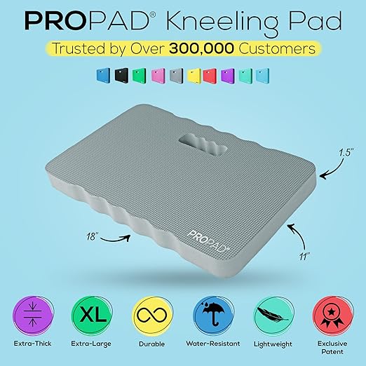 Thick Kneeling Pads, Garden Kneeler for Gardening, Bath Kneeler for Baby Bath, Kneeling Mat for Yoga, Knee Pad for Work, Extra Large (XL) 18 x 11 x 1.5 Inches, Gray (Pack of 2)