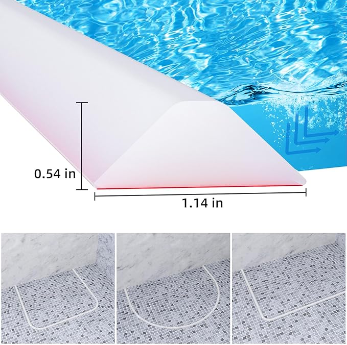 Duzzy 67 Inch Collapsible Shower Water Dam, Shower Threshold Water Stopper Barrier and Retention System and Keeps Water Inside Threshold Dry and Wet Separation, Suitable for Bathroom & Kitchen