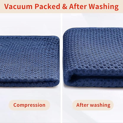 Homaxy 100% Cotton Waffle Weave Kitchen Dish Towels, Ultra Soft Absorbent Quick Drying Cleaning Towel, 13 x 28 Inches, 24-Pack, Navy Blue