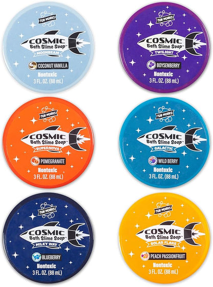 Tub Works™ Cosmic Bath Slime™ Kids Soap Bath Toy, 6 Pack | Stretchy, Squishy Slime Soap for Toddler Bath | Fresh, Fruity Scents | Nontoxic | Sensory Fun Kids & Toddler Bath Toys