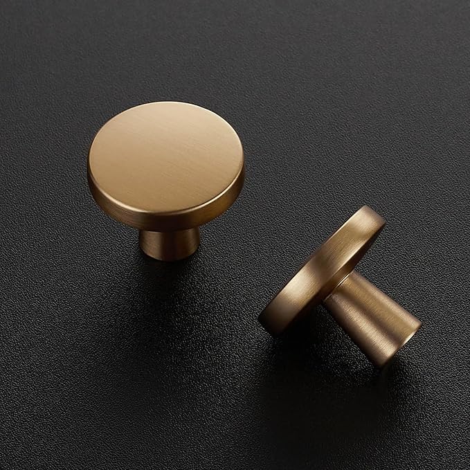 Ravinte 10 Pack Drawer Pulls 1-1/4 Inch Kitchen Cabinet Knobs Solid Round Dresser Drawer Knobs Champagne Bronze Dresser Knobs Drawer Knobs Simple Cabinet Hardware for Cupboard Drawer Pulls