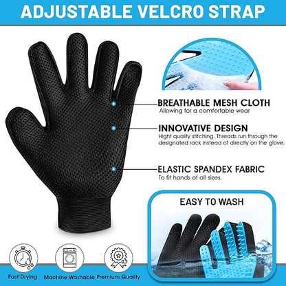 Upgrade Pet Grooming Gloves, Grooming Gloves for Dogs, Cats, Rabbits & Horses with Long and Short Hair, Efficient Pets Hair Remover Mittens - 1 Pair (Sky Blue)
