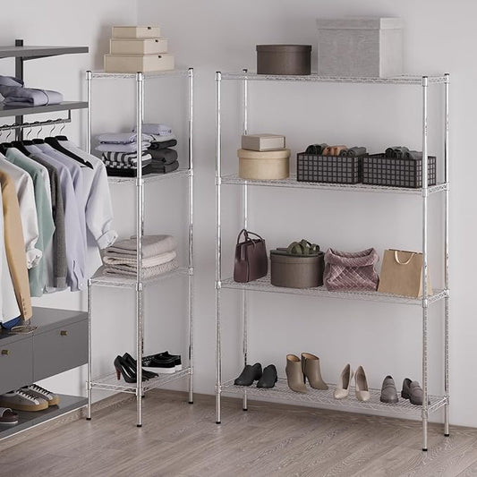 14" Deep x 48" Wide x 74" Height Wire Shelving Kit | 4-Tier | NSF Commercial Storage Rack Unit
