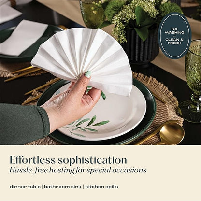 400-Pack Servietto Disposable Linen-Feel Guest Towels - Disposable Cloth-Like Hand Towels - Soft and Absorbent Paper Napkin for Kitchen, Bathroom, Party, Wedding, Or Event