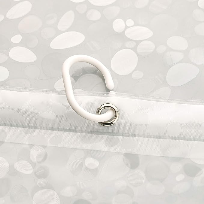AooHome Eva Pebble Decor Shower Curtain Liner, Extra Long Bathroom Shower Curtain with 5 Bottom Magnets, Semi-Transparent, Water Repellent, 72 x 96 Inch